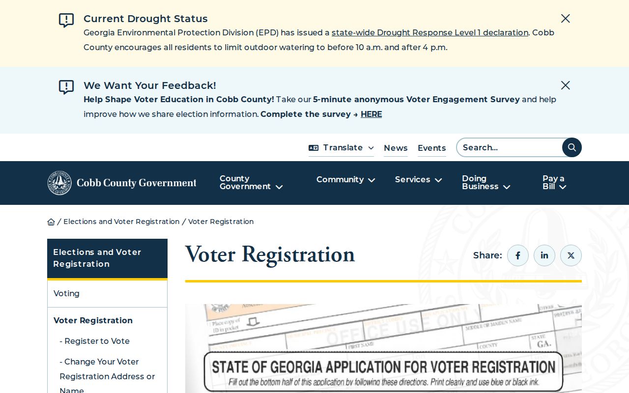 Cobb Elections voter registration services for Smyrna voters